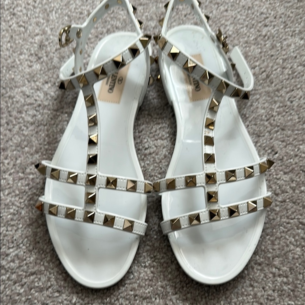 Valentino White Studded Sandals